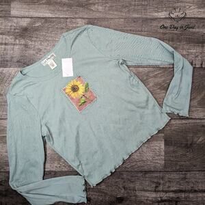 Cut & Paste Sunflower Sage Long Sleeve Top Size XXL